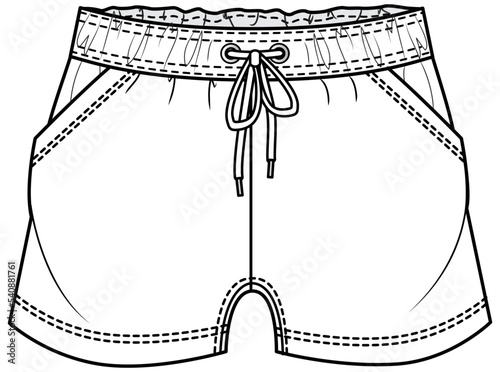 men's shorts technical cad drawing vector illustration template.