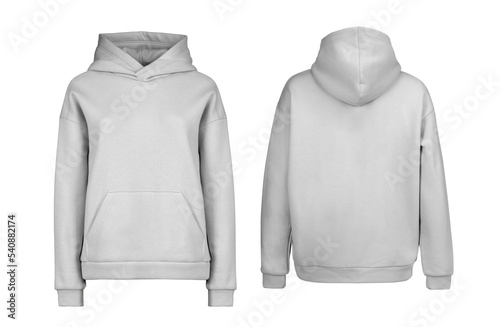 Grey hoodie template. Hoodie sweatshirt long sleeve with clipping path, hoody for design mockup for print, isolated on white background.