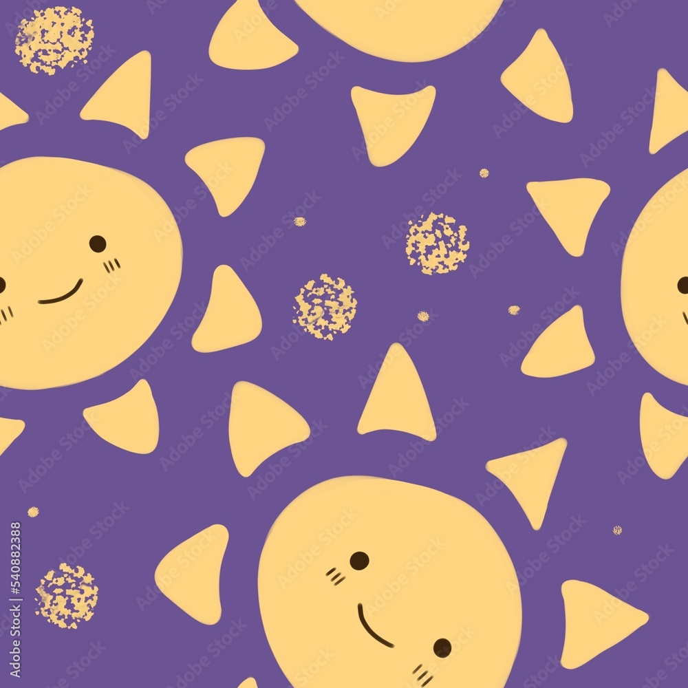 Seamless pattern with cute suns, color raster pattern Seamless pattern with cute suns, color raster pattern