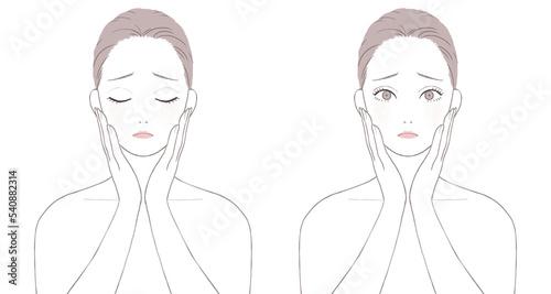 肌トラブルに悩む女性 表情セット