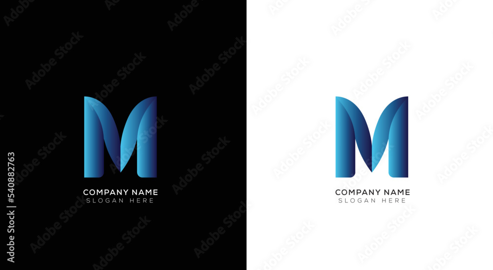 Minimal letter 3d M logo template