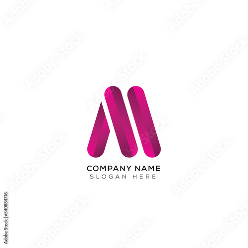 Minimal letter 3d M logo template