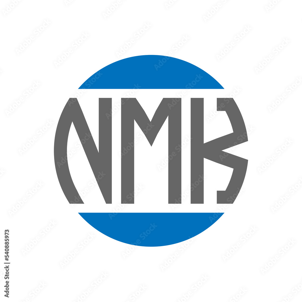 NMK letter logo design on white background. NMK creative initials