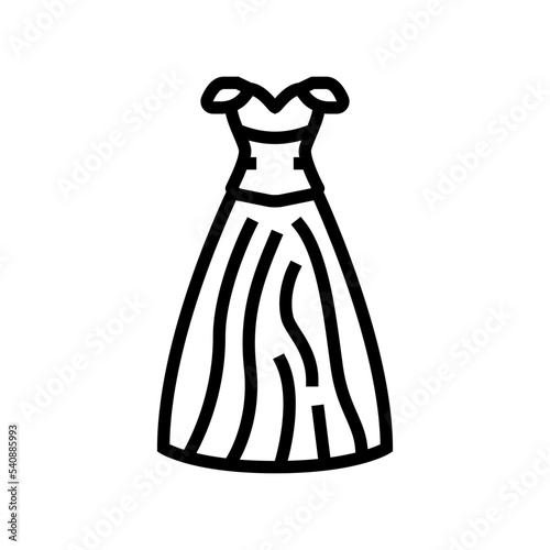 ballgown bride dress line icon vector. ballgown bride dress sign. isolated contour symbol black illustration