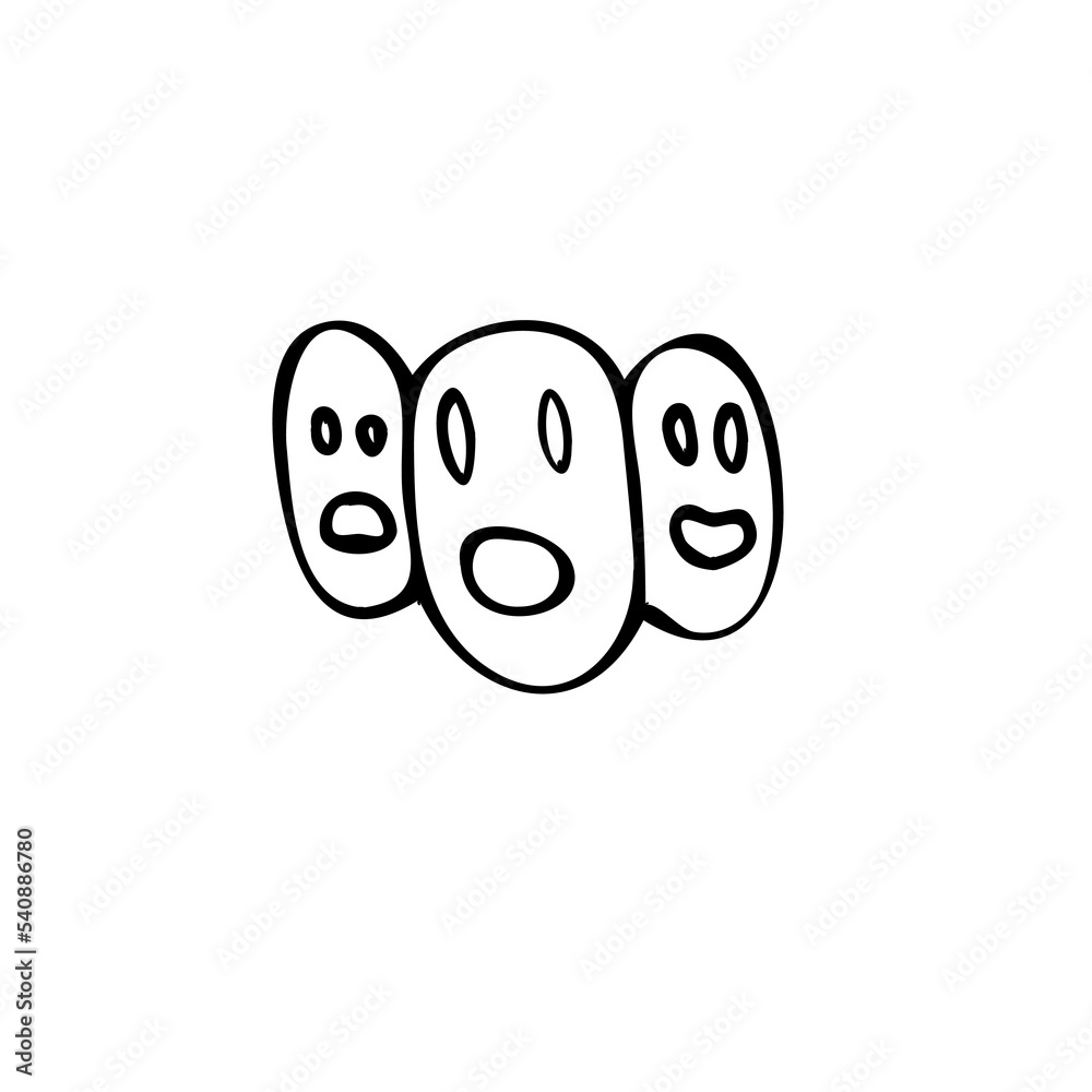 hand drawn of three emotion,good for your project hand drawn of three emotion,good for your project