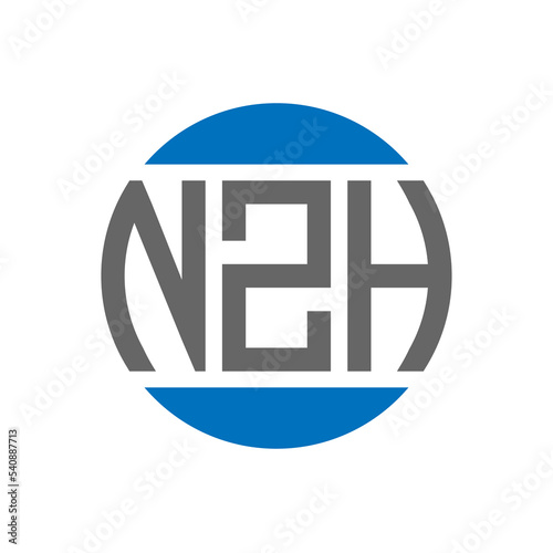 NZH letter logo design on white background. NZH creative initials circle logo concept. NZH letter design. photo