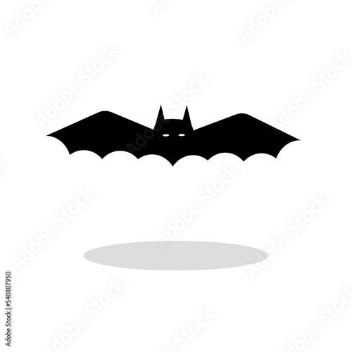 Halloween bat icon black silhouette isolated on white background. Flat style vector
