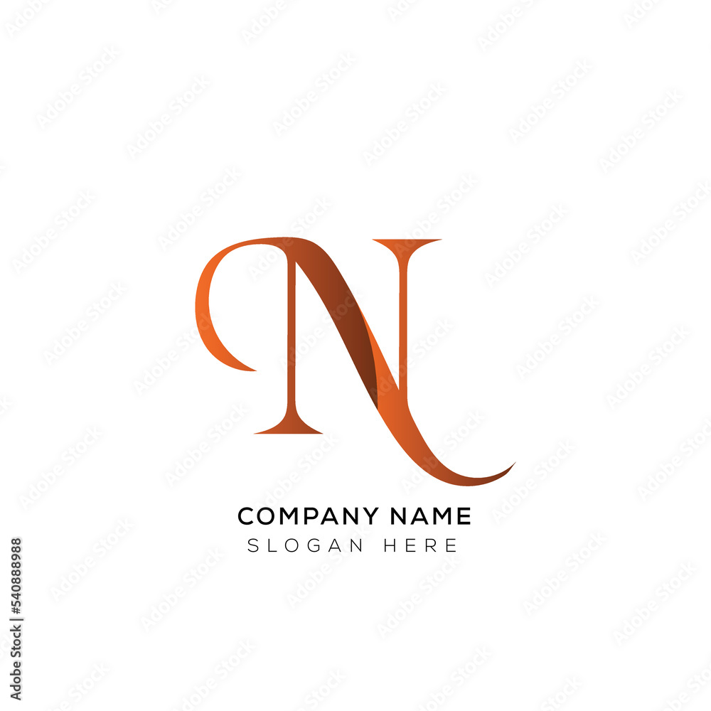 Gradient letter n logo design with black and white background