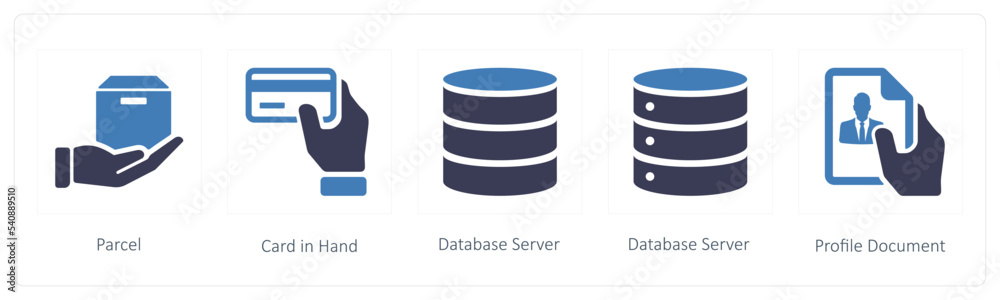 parcel, card in hand, database server parcel, card in hand, database server