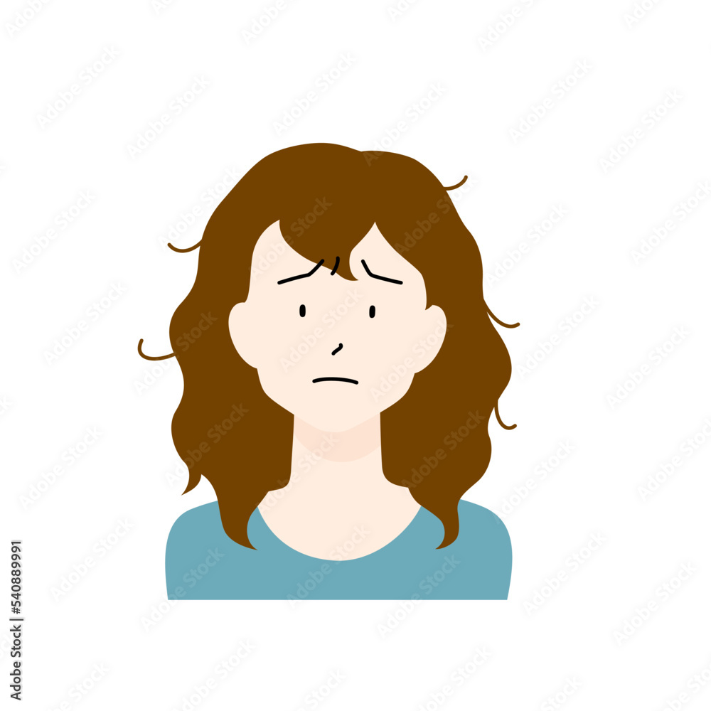 くせ毛に悩んでいる女性のイラスト(白背景・ベクター・切り抜き) くせ毛に悩んでいる女性のイラスト(白背景・ベクター・切り抜き)