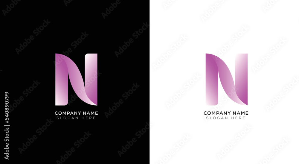 Gradient letter n logo design with black and white background Gradient letter n logo design with black and white background