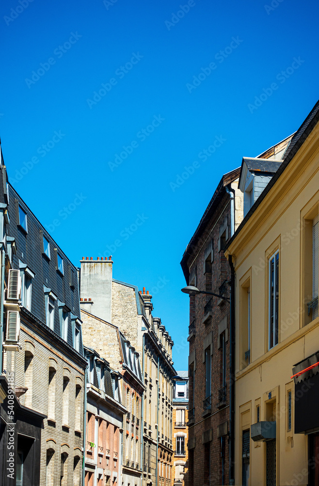 Street view of downtown Reims, France