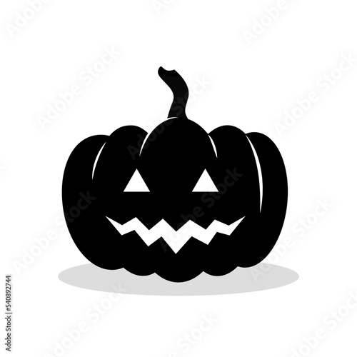 Halloween pumpkin black silhouette isolated on white background. Flat style vector