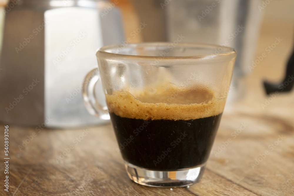 espresso in glass cup