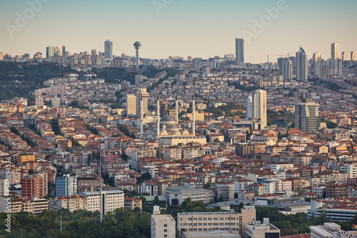 Ankara skyline at sunset. Turkish capital cityscape. Turkey photo