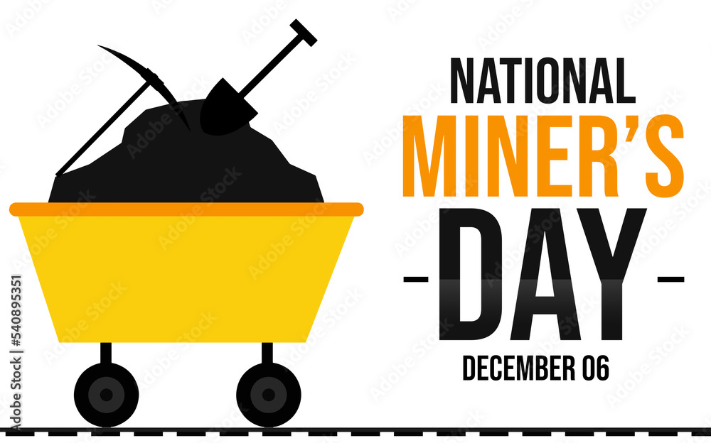 National Day of Miners Wallpaper with Mining cart and tools. Miners day