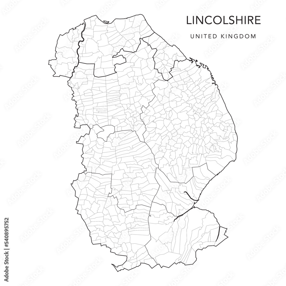 Administrative Map Of Lincolnshire With Counties Districts And Civil 