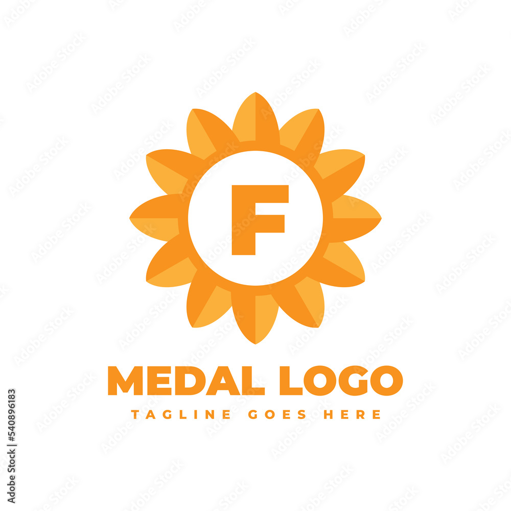 Fototapeta premium letter F flower medal vector logo design element
