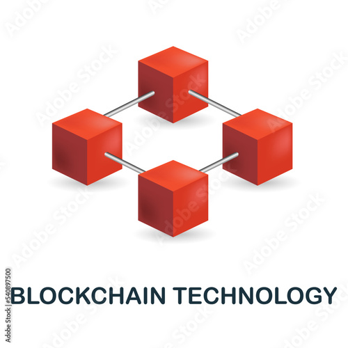 Blockchain Technology icon. 3d illustration from fintech industry collection. Creative Blockchain Technology 3d icon for web design, templates, infographics and more