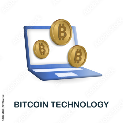 Bitcoin Technology icon. 3d illustration from fintech industry collection. Creative Bitcoin Technology 3d icon for web design, templates, infographics and more