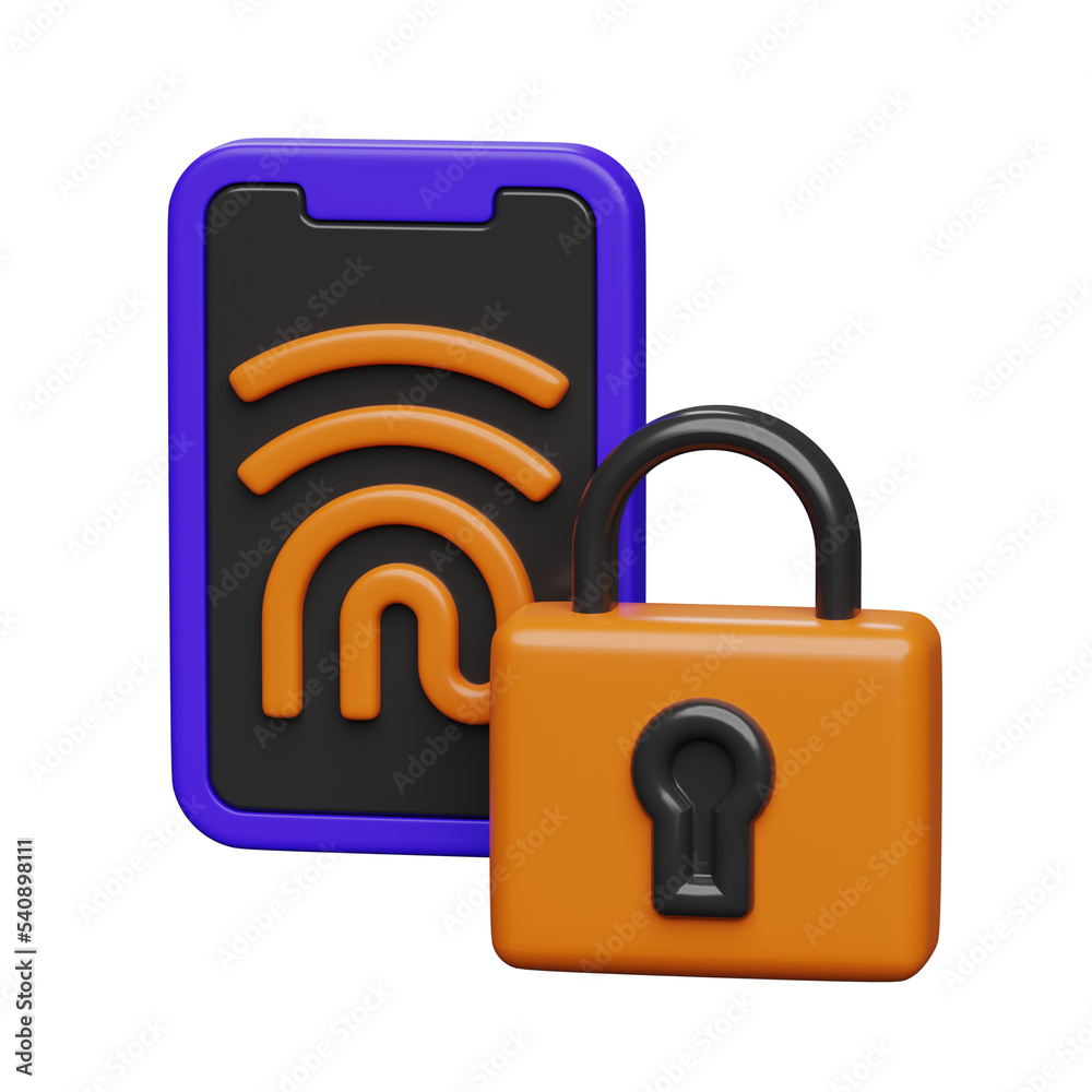 3d padlock and fingerprint lock 3d render illustration 3d padlock and fingerprint lock 3d render illustration
