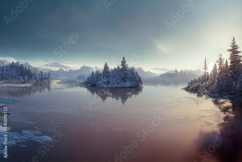 Winter lake illustration