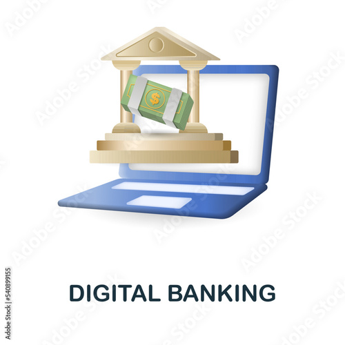 Digital Banking icon. 3d illustration from fintech industry collection. Creative Digital Banking 3d icon for web design, templates, infographics and more