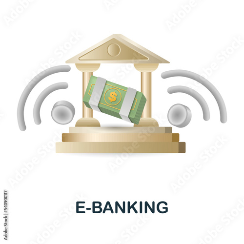 E-Banking icon. 3d illustration from fintech industry collection. Creative E-Banking 3d icon for web design, templates, infographics and more