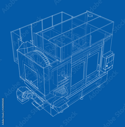 Metalworking CNC milling machine. Vector