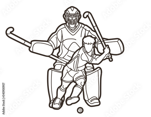 Wallpaper Mural Field Hockey Sport Male Players Action Cartoon Graphic Vector Torontodigital.ca