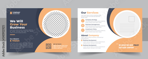 Corporate business or marketing agency postcard design template