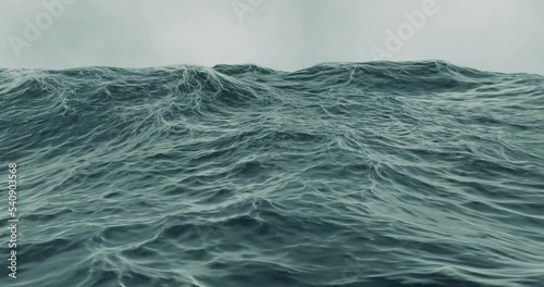 3d render of choppy rough sea with waves in storm water.