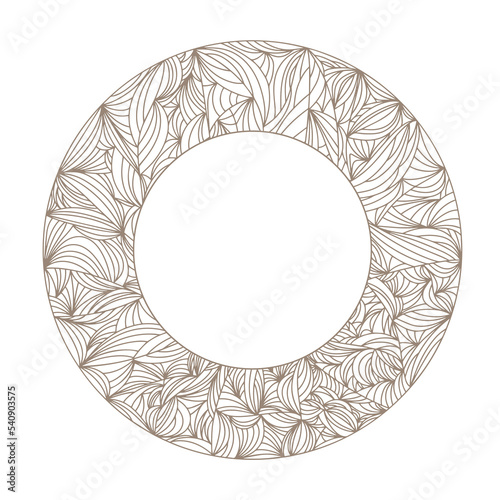 Hand draw circle frame with abstract elements. Vector illustration.