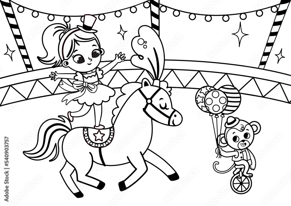 Obraz premium Painting activity in the circus theme for children. Vector illustration.