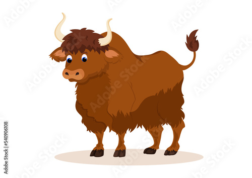 Bison Cartoon Character Vector Isolated On White Background