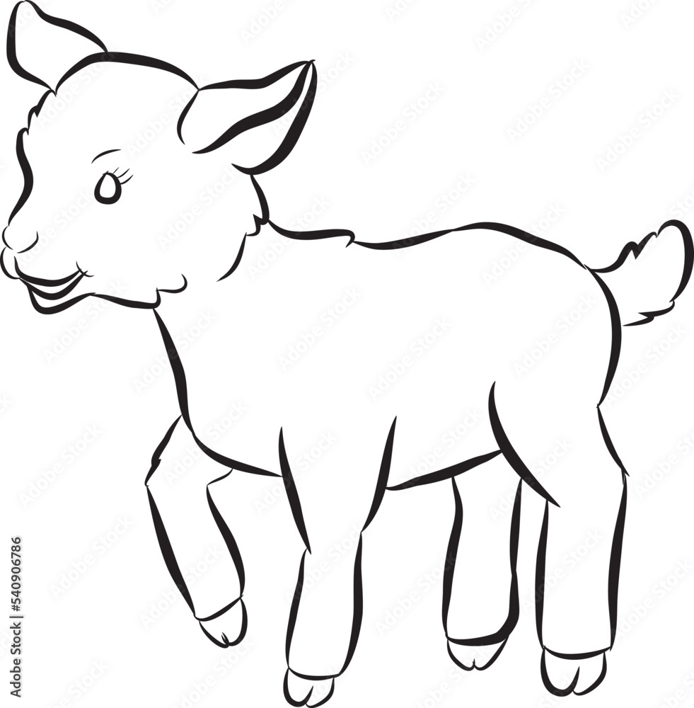 Obraz premium Black and White Clipart Goat