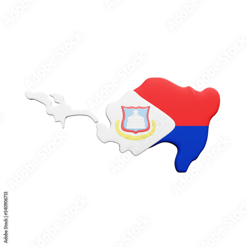 PNG 3D Rendering of Sint Maarten Flag Map
