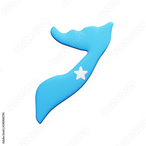 PNG 3D Rendering of Somalia Flag Map 