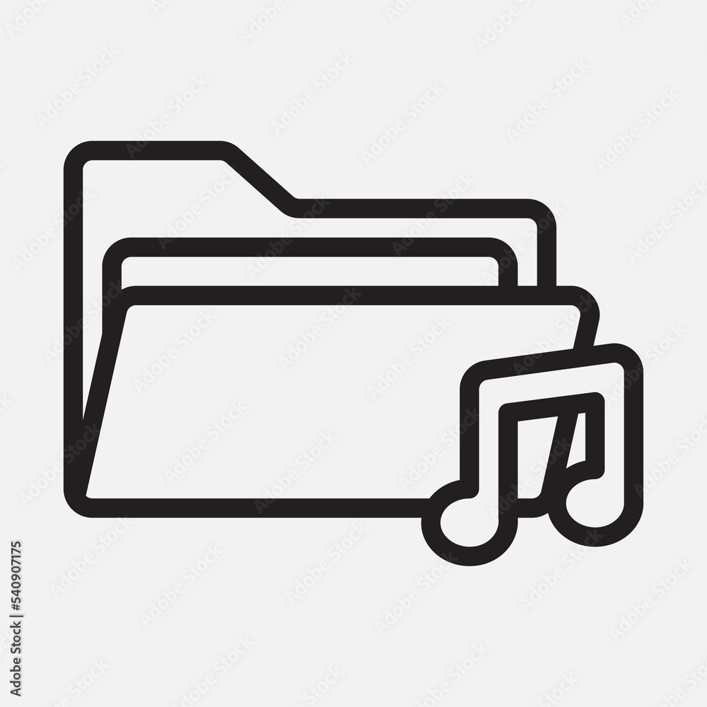 Music icon in line style about folders, use for website mobile app presentation Music icon in line style about folders, use for website mobile app presentation