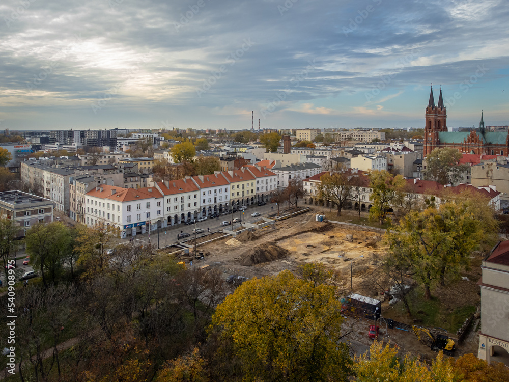 View of the old town in the city of Lodz, Poland.