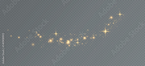 Golden sequins glow with many lights. Glittering dust. Luxurious background of golden particles.
