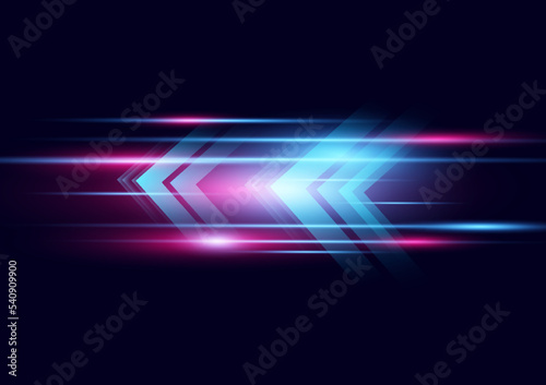Abstract modern hight speed light arrow line technology effect on black background vector illustration.