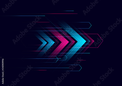 Abstract modern hight speed light arrow line technology effect on black background vector illustration.