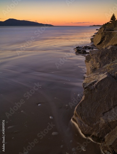 Sunset at Raumati Beach, Kapiti Coast, New Zealand photo