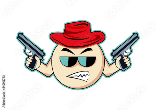 Cartoon Character With Two Guns Vector Illustration