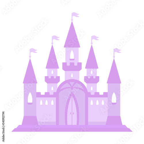 Purple princess castle. Medieval house. Magic kingdom