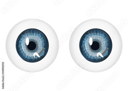Cartoon blue eyes isolated on white background
