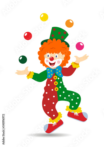 Cartoon Happy Clown. Vector Illustration of Clipart Clown