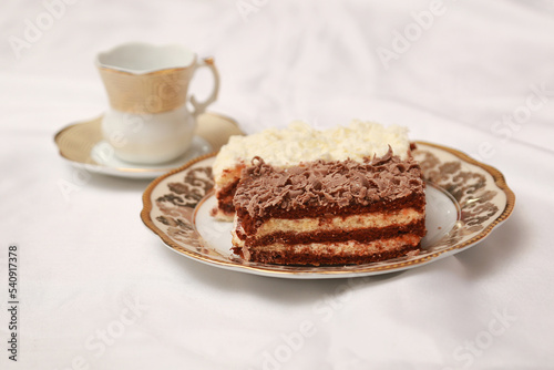 Chocolate cake with coffee