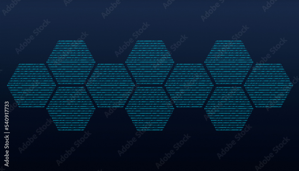 Binary codes hexagons chain of zeros and ones. Security technological ...